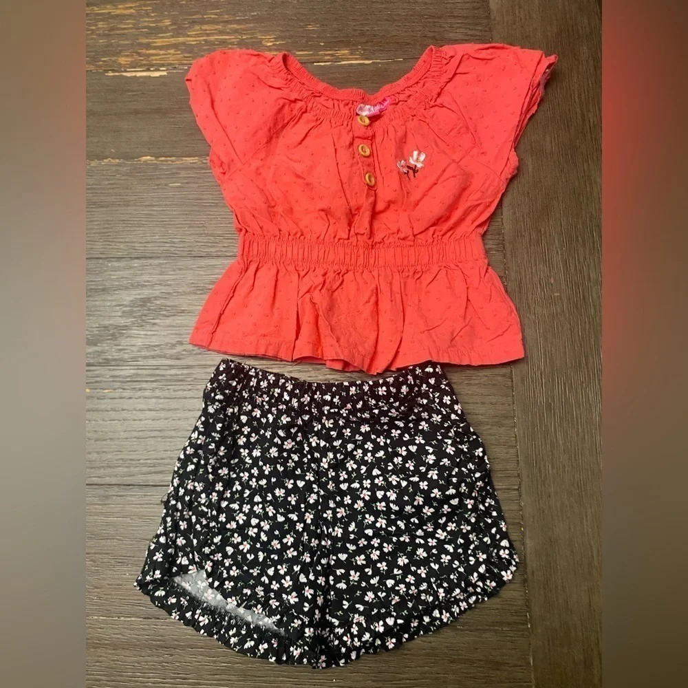 PENELOPE MACK Child Young Girl's Floral Pattern Shirt & Short 2pc set Size 3T